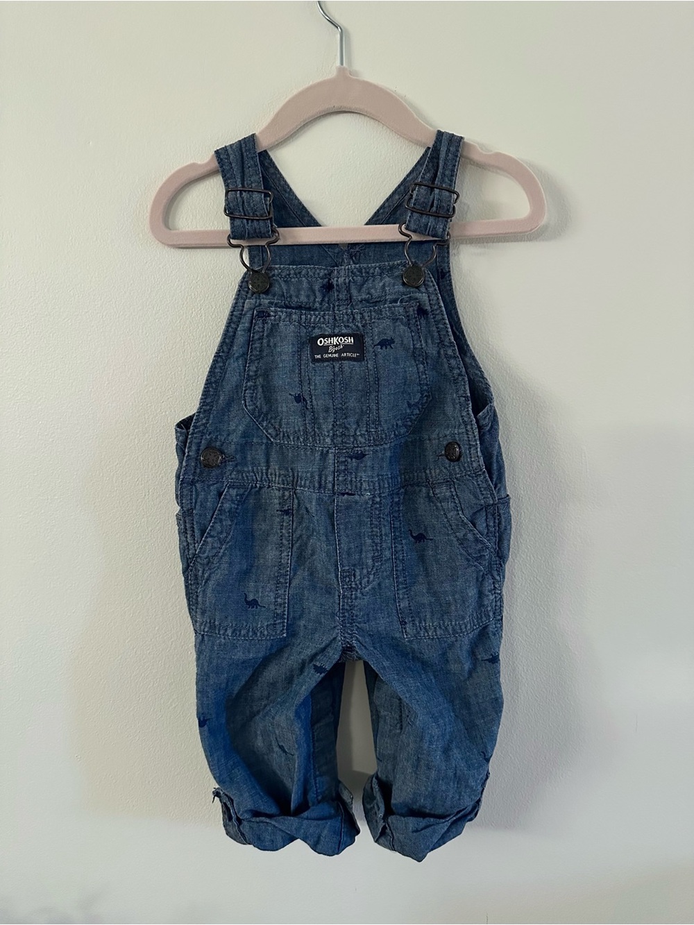 OshKosh B'gosh Indigo Wash Kids Baby Overalls with Dino Prints